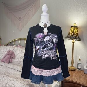 Y2K Black Grunge Long Sleeve Top